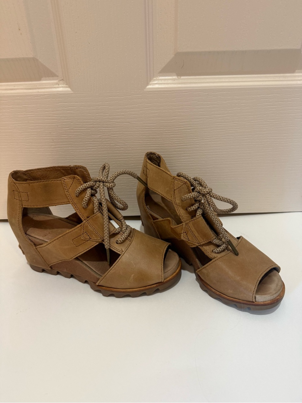 Women’s Sorel Open-Toe Lace-Up Sandals in Tan - Picture 2 of 7